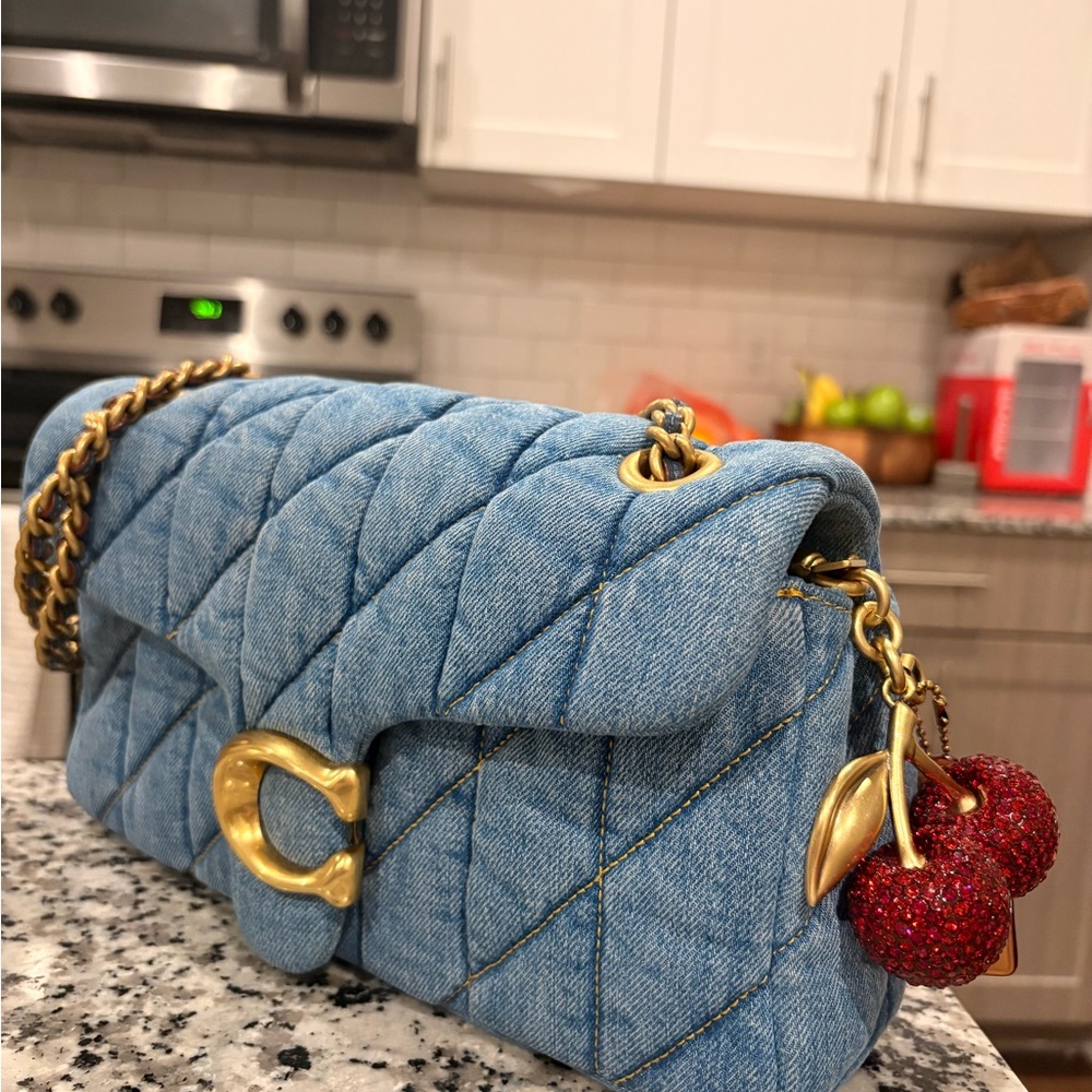 Coach Denim Quilted Tabby 26 Shoulder Bag with Gold Accents - Picture 2 of 5